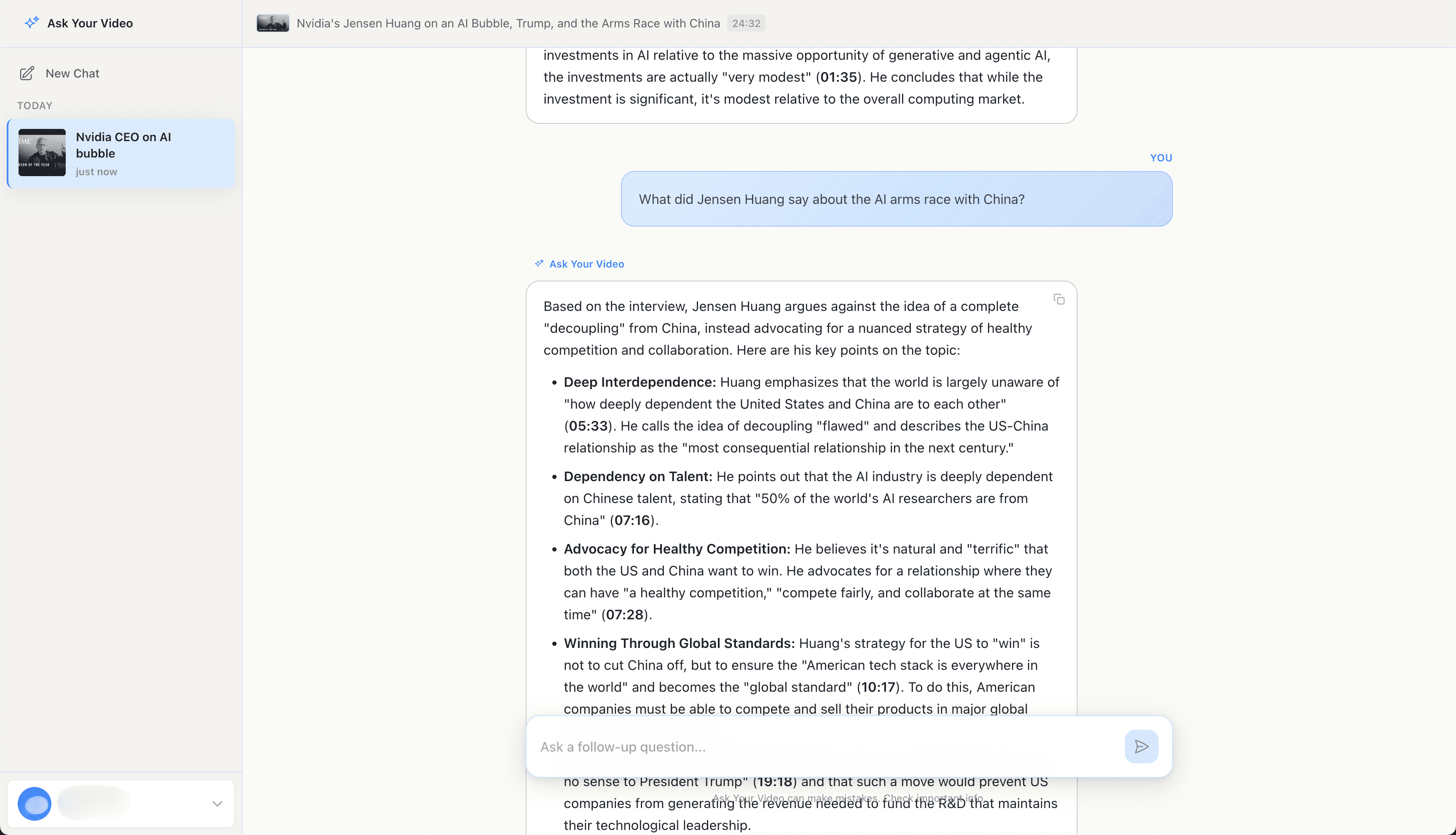 Follow-up question extracting quotes about China