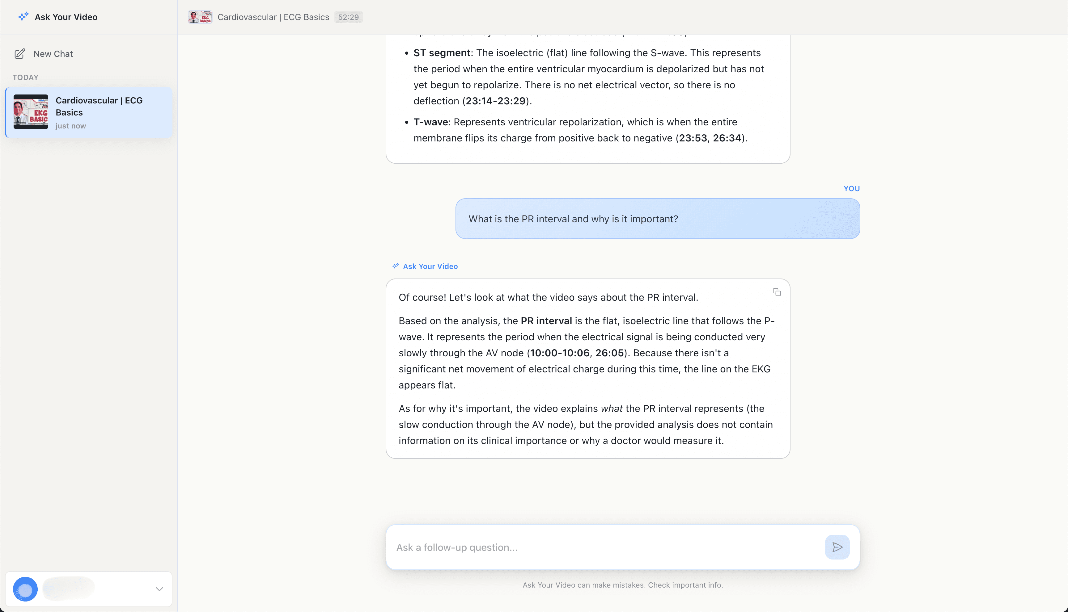 Follow-up question about the PR interval with timestamps